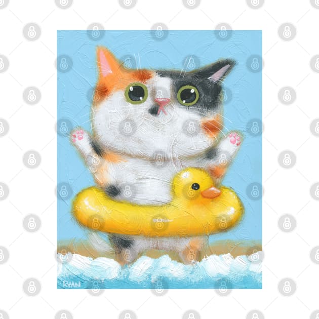 Rubber Ducky Kitty 2 by KilkennyCat Art