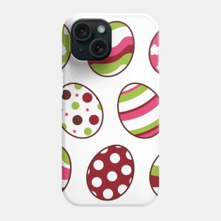 Egg Pattern | Pink Green | Stripes Clouds Flowers Dots | White Phone Case