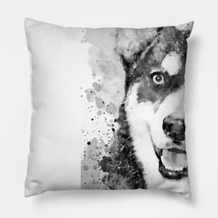 Black And White Half Faced Husky Dog Pillow