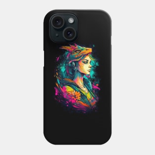 The Girl with the Dragon Headphones Phone Case