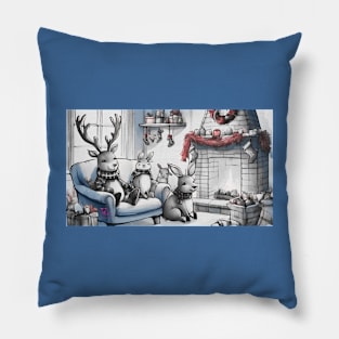 Reindeer and bunnies Pillow