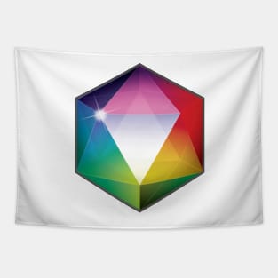 Rainbow Transparent 20 Sided Die Tapestry