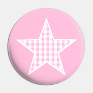 Soft Pink Gingham Star Pin