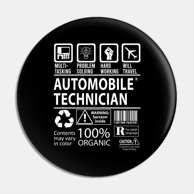 Automobile Technician T Shirt - MultiTasking Certified Job Gift Item Tee Pin by Aquastal