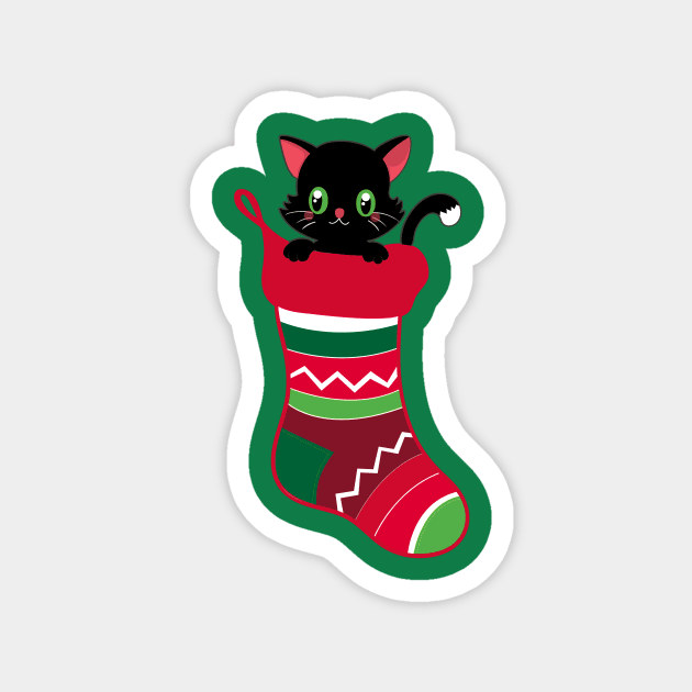 Cute Kitten Christmas Stocking Stuffers Cat Gift Shirt for Cat Lovers Magnet by teemaniac