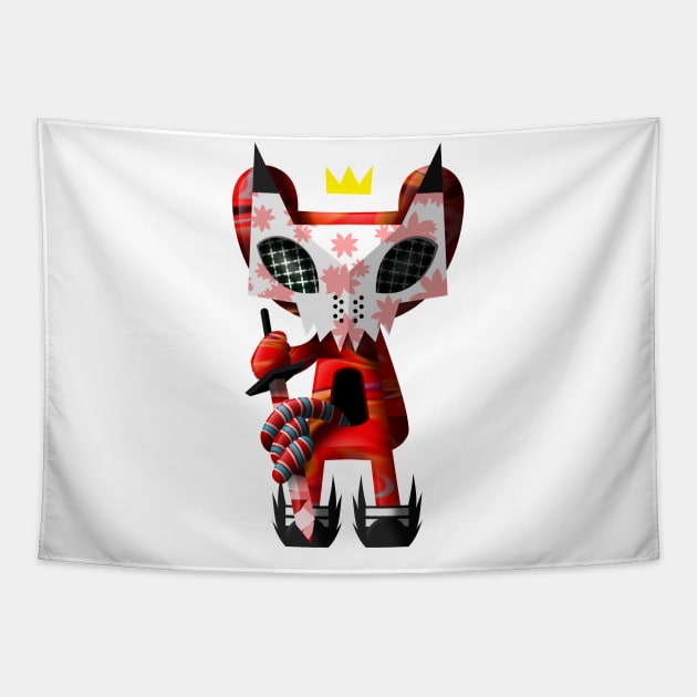 red warrior cat Tapestry by chachazart