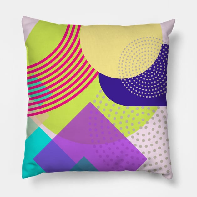 Modern Geometric Pattern Pastel Lime Pink Brights Serene Style Pillow by SwagOMart