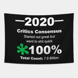 Humorous 2020 Review Rotten Tomatoes Score From World Population White Lettering Tapestry