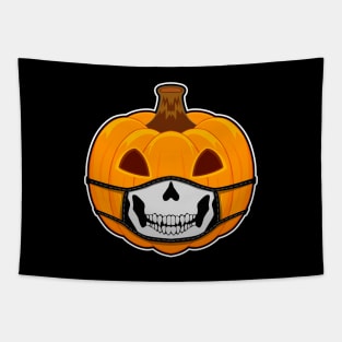 Pumpkin Halloween with skull mask Tapestry