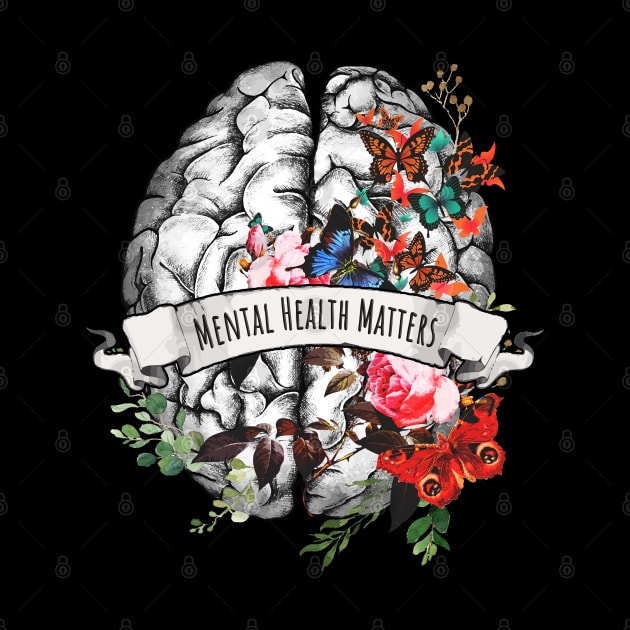 Mental health, mental illness, brain, psychology, neuroscience, mental health matters by Collagedream