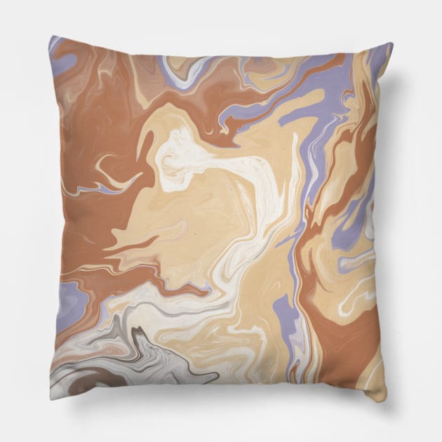 Shades of Moody Cocoa and Cream Dreamy Pastels Aesthetic Marble Pattern Pillow by Teeworthy Designs