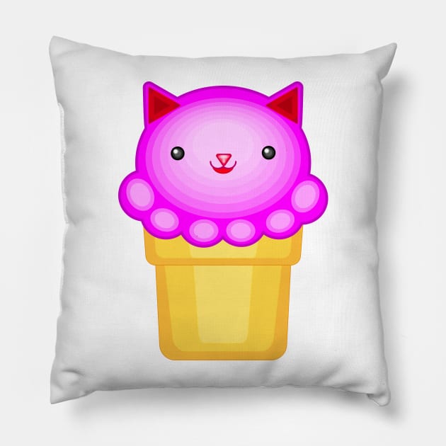 Strawberry Ice Cream Vector Pillow by Doggomuffin 