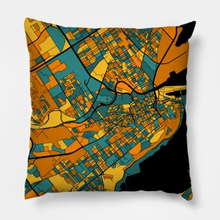 Quebec City Map Pattern in Orange & Teal Pillow