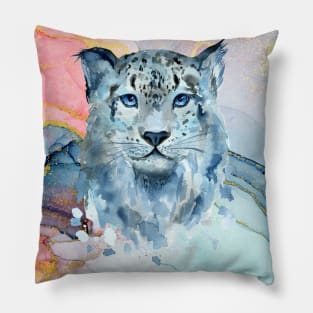 Painted Snow Leopard Pillow