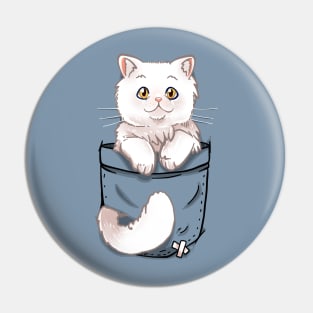 Pocket Cute White Cat Cat Pin