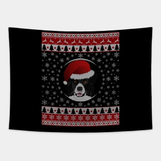 Border Collie Santa Hat Tapestry