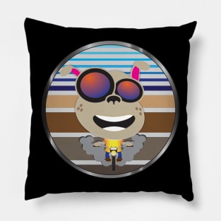 Sunset Dog On Motorcycle Pillow