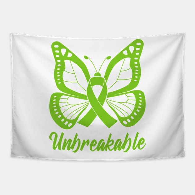 Lime Green Butterfly Awareness Ribbon Unbreakable Tapestry by FanaticTee