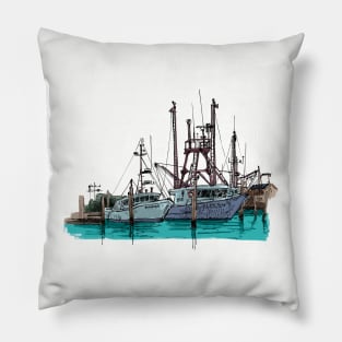 Montauk Fishing Boats Pillow