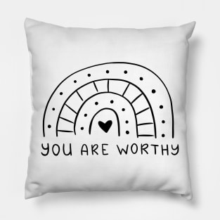 You Are Worthy | Line Art Design Pillow