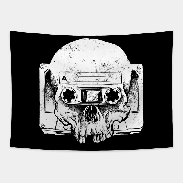 Retro Audio Skull Tapestry by Black Tee Inc