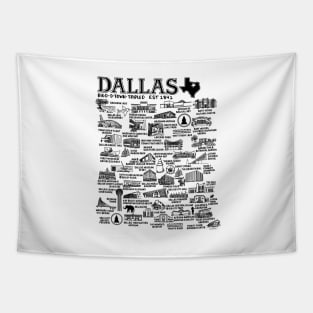 Dallas Texas Map Art Tapestry