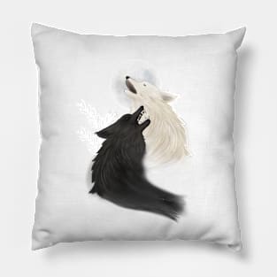 The legend of the two wolves - illustration of the inspiring and meditative tale Pillow