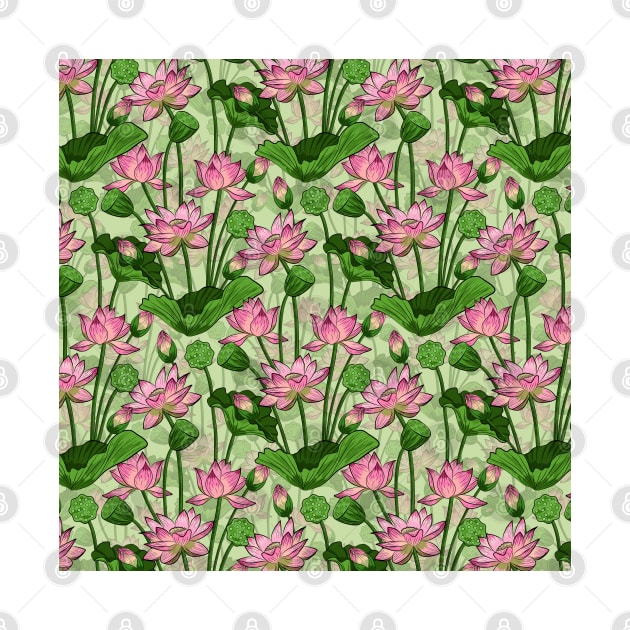 Lotus Flowers Pattern by Designoholic