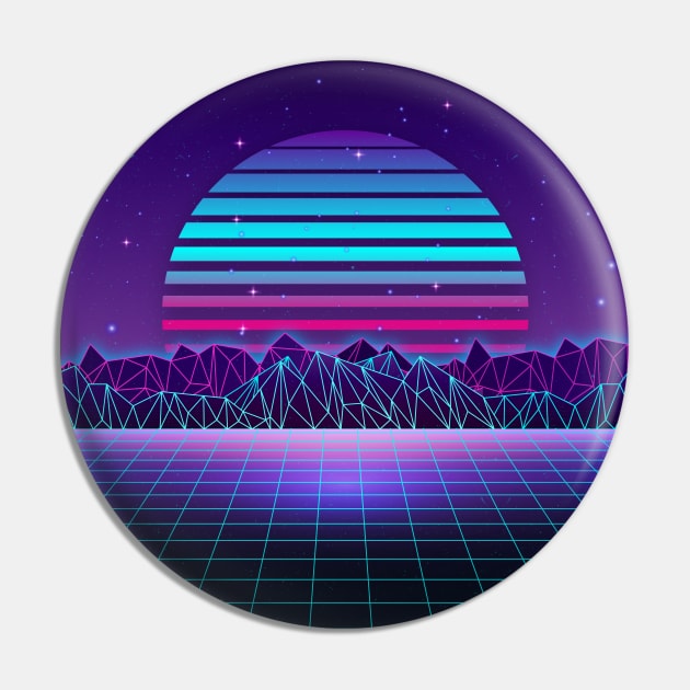 Sunset Futuresynth Pin by edmproject