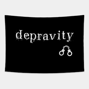 Depravity Handcuffs Small Dark Monotone Tapestry