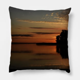 Sunrise over lake. Pillow