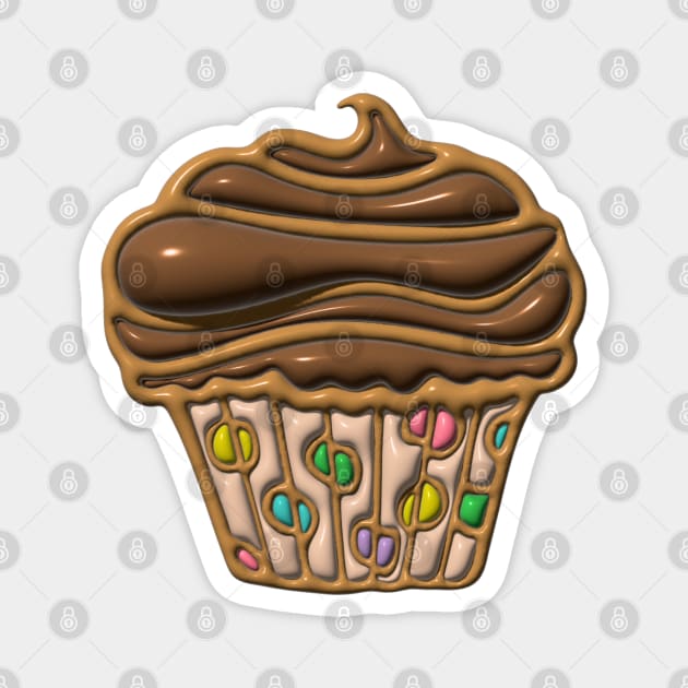 PUFFY 3D CUPCAKE DREAMS Party Chocolate Buttercream Polka Dots - UnBlink Studio by Jackie Tahara Magnet by UnBlink Studio by Jackie Tahara