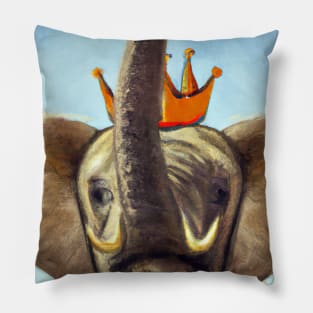 Elephant with a Crown Pillow