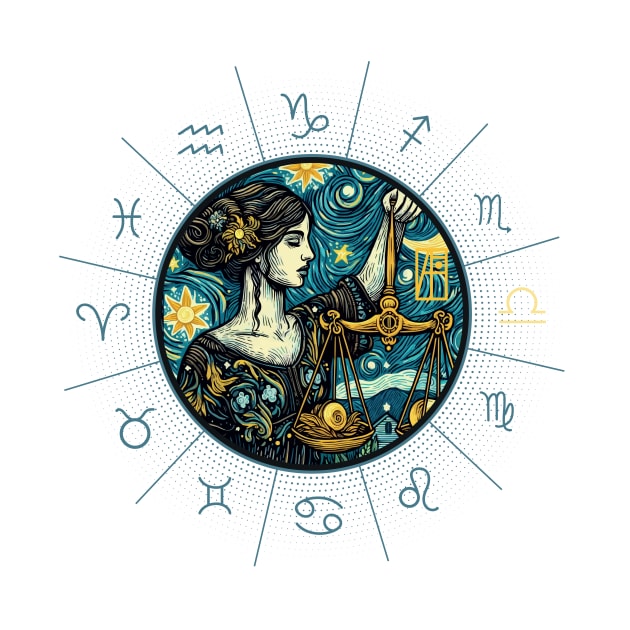 ZODIAC Libra - Astrological LIBRA - LIBRA - ZODIAC sign - Van Gogh style - 12 by ArtProjectShop