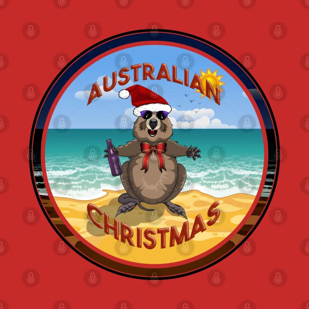 Australian Quokka Christmas in Summer at the Beach by Amanda Lucas