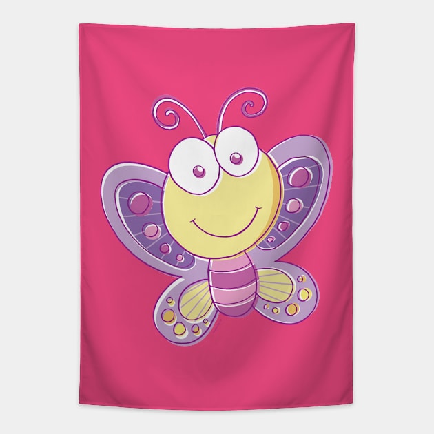 Cute Cartoon Butterfly Tapestry by vaughanduck