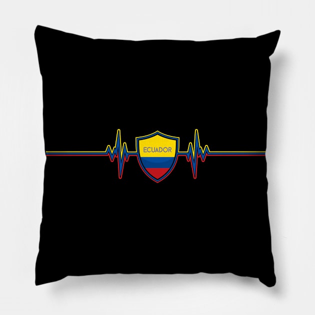 Heartbeat Design Ecuadorian Flag Ecuador Pillow by MGS