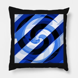 Blue spirals with white and black Pillow