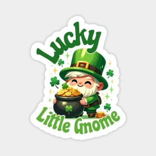 Lucky Little Gnome with Pot of Gold - St. Patrick's Day Magnet