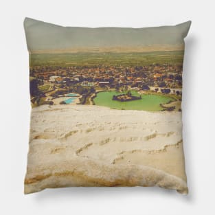 Beautiful Palm Trees Photography design with blue sky and swimming pool holiday vibes Pillow
