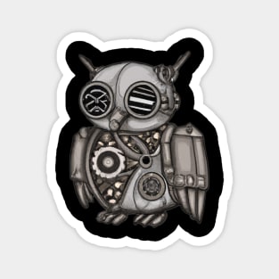 steampunk owl, cyberpunk owl, owl with armor, robo owl Magnet