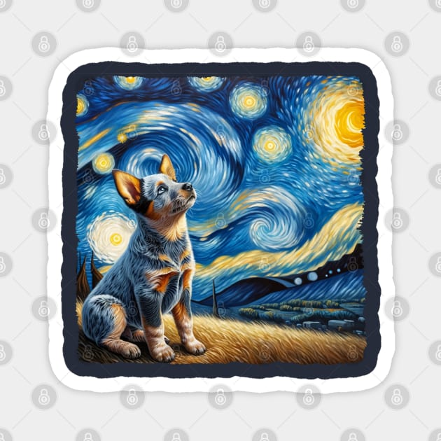 Starry Australian Cattle Dog Portrait - Dog Portrait Magnet by starry_night