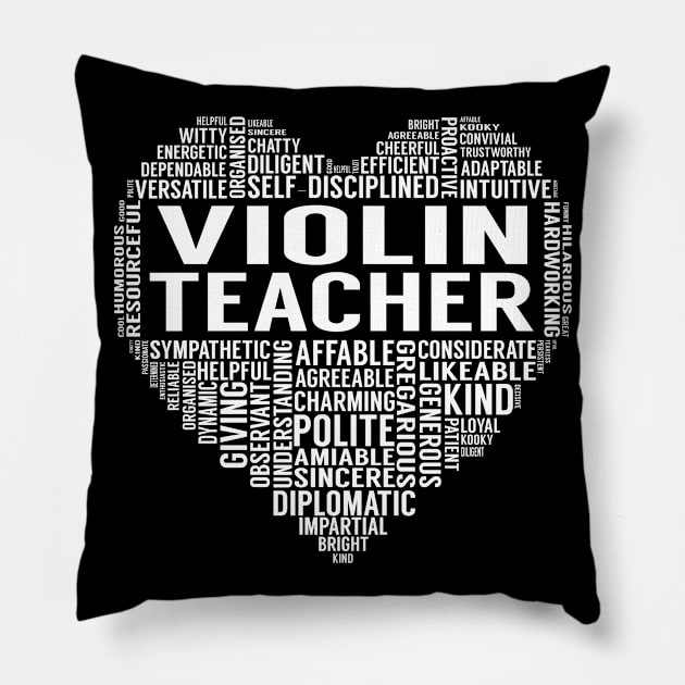 Violin Teacher Heart Pillow by LotusTee