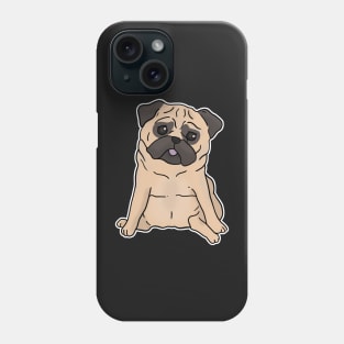 Cute pug dog hand drawn sitting with sad face Phone Case