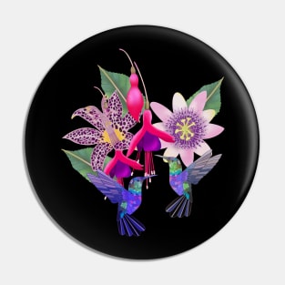 Hummingbird floral paradise Pin