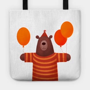 Funny bear with party ballons Tote