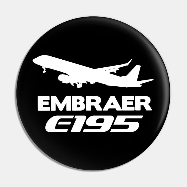 Embraer E195 Silhouette Print (White) Pin by TheArtofFlying