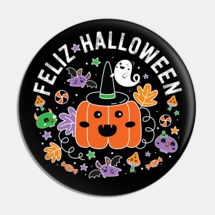 Feliz Halloween Cute Kawaii Pumpkin, Ghost, Vampire Bat, Mushroom Pin