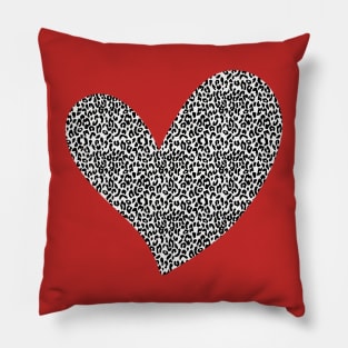 Red Large Cheetah Print Heart Valentines Day Pillow