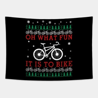 Oh What Fun It Is To Ride Bike Christmas Tapestry